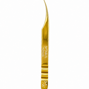 Gold ergonomic curved isolation lash tweezer