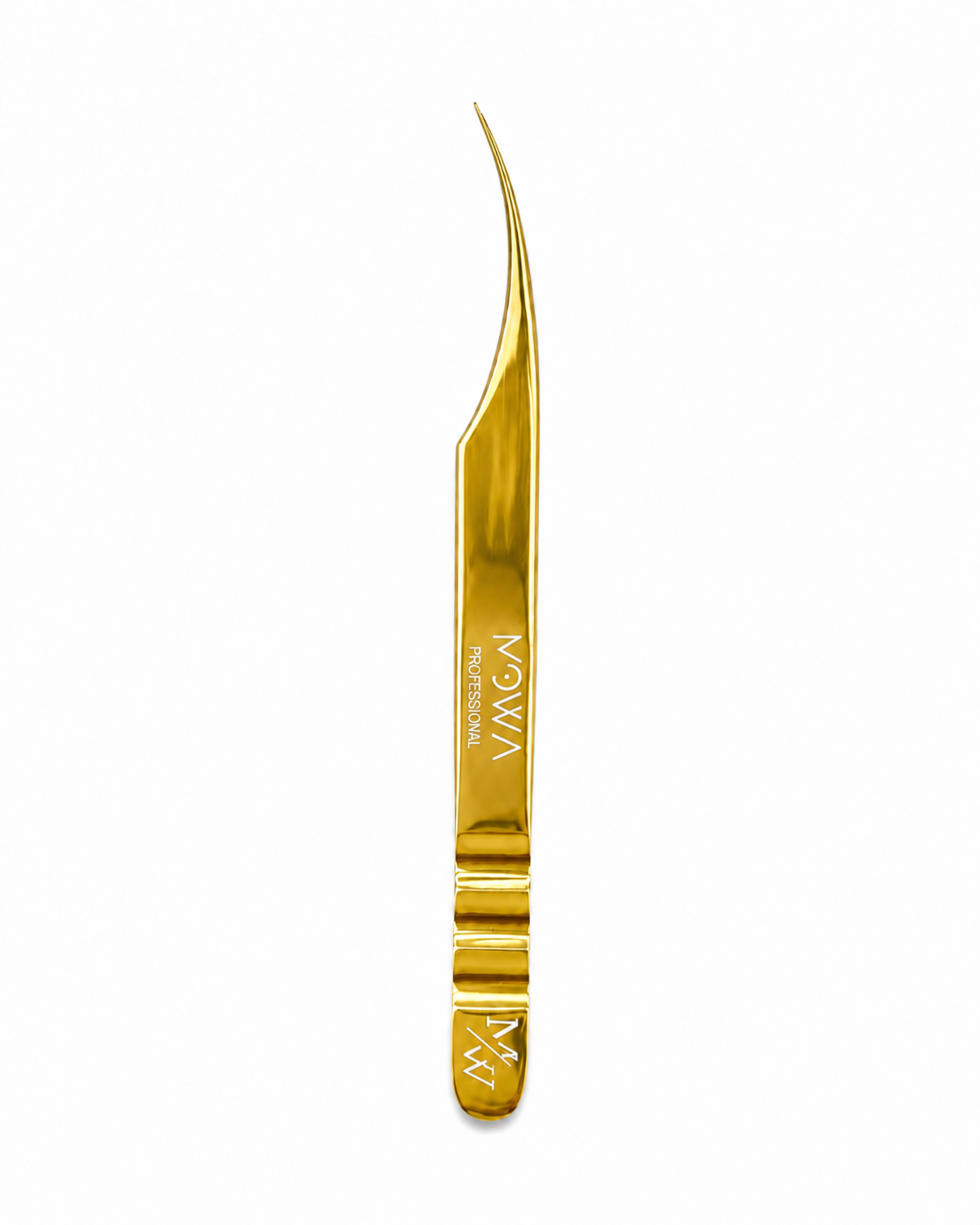 Gold ergonomic curved isolation lash tweezer