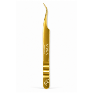 Gold curved isolation lash tweezer