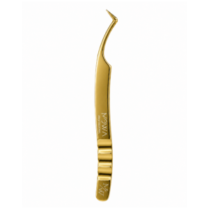 Gold compact-tip ergonomic 45 degree volume lash tweezer