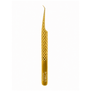 Gold textured 45 degree isolation lash tweezer