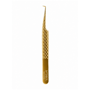 Gold textured 90 degree precision lash tweezer