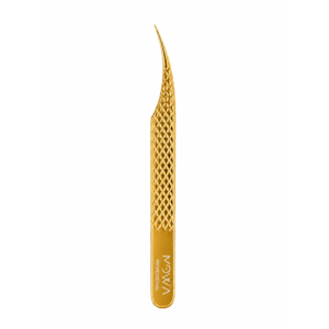Gold textured curved isolation lash tweezer