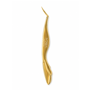 Gold swan-neck precision lash tweezer