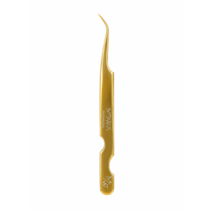 Gold ergonomic curved isolation lash tweezer