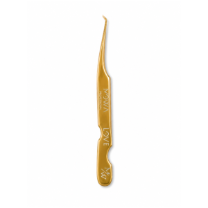 Gold ergonomic angled isolation lash tweezer