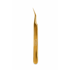 Gold balanced-grip curved precision isolation lash tweezer