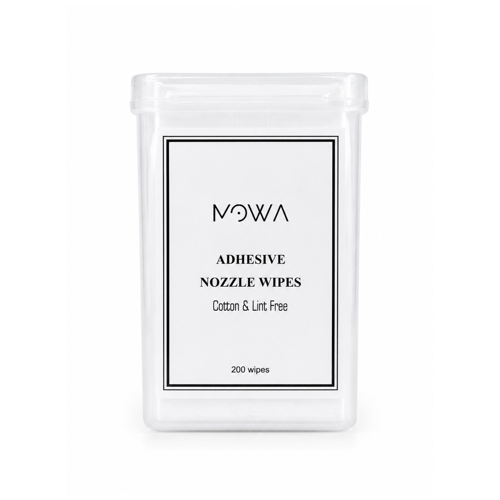 Lint-free adhesive nozzle wipes in 200-piece container