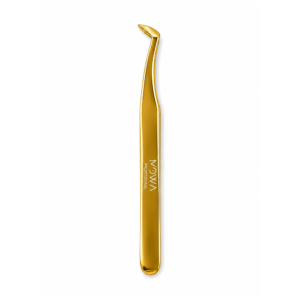 Gold curved-tip volume lash tweezer